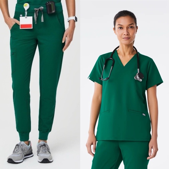 Figs Pants - Figs Set Casma Three-Pocket Scrub Top & Zamora Jogger Scrub Pants